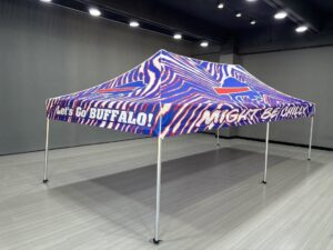 'Let's Go Buffalo' zebra-stripe printed canopy tent