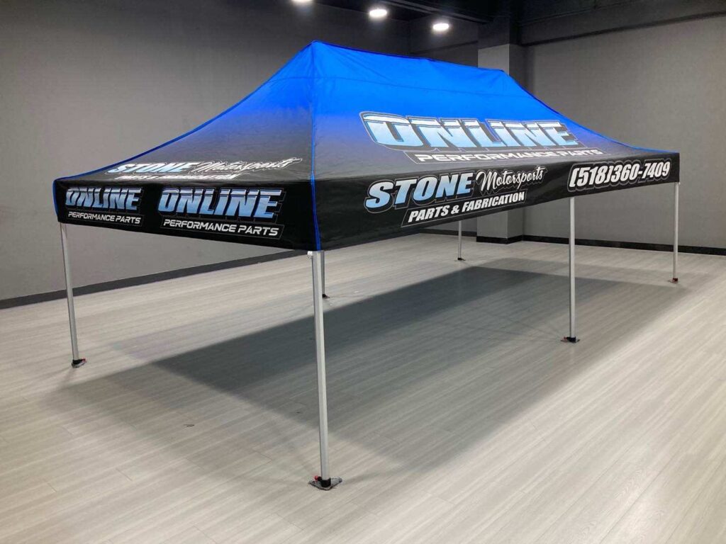 Online Performance Parts and Stone Motorsports race team canopy tent